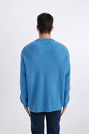 DeFacto Oversize Geniş Kalıp Bisiklet Yaka Basic Düz Triko Kazak B9718AX24SPBE770