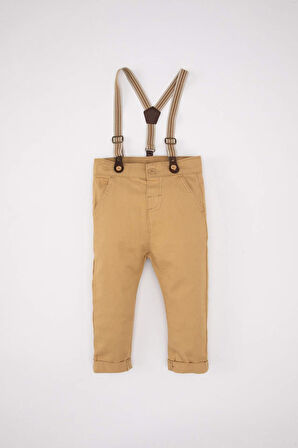Erkek Bebek 2'li Takım Düz Paça Gabardin Pantolon Pantolon Askısı
