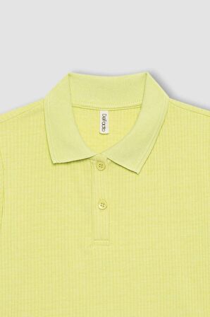 DeFacto Kız Çocuk Slim Fit Basic Fitilli Kaşkorse Kısa Kollu Polo Tişört Z7794A624SMGN664