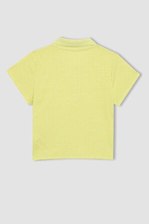 DeFacto Kız Çocuk Slim Fit Basic Fitilli Kaşkorse Kısa Kollu Polo Tişört Z7794A624SMGN664