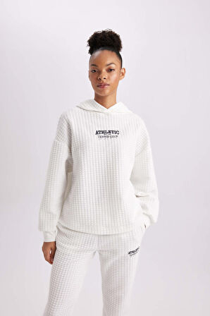 DeFactoFit Oversize Geniş Kalıp Kapüşonlu Kapitone Sporcu Sweatshirt B4599AX24SPWT80