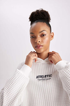 DeFactoFit Oversize Geniş Kalıp Kapüşonlu Kapitone Sporcu Sweatshirt B4599AX24SPWT80