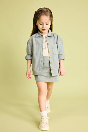 DeFacto Kız Bebek Cepli Gabardin Uzun Kollu Gömlek B9654A524SPGN1102