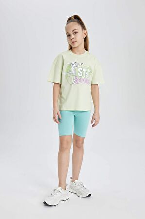 DeFacto Kız Çocuk Looney Tunes Relax Fit Bisiklet Yaka Kısa Kollu Tişört C0144A824SMGN1108