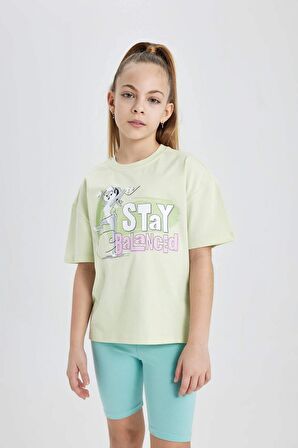 DeFacto Kız Çocuk Looney Tunes Relax Fit Bisiklet Yaka Kısa Kollu Tişört C0144A824SMGN1108