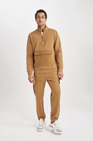 DeFactoFit Sporcu Jogger Eşofman Altı Standart Fit Kargo Cepli Beli Bağcıklı Lastikli Paça B4516AX24SPBG143