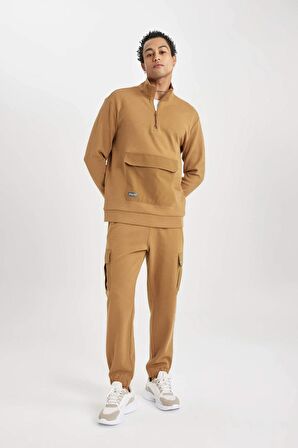 DeFactoFit Sporcu Jogger Eşofman Altı Standart Fit Kargo Cepli Beli Bağcıklı Lastikli Paça B4516AX24SPBG143