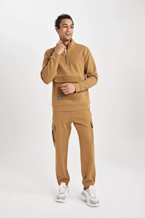DeFactoFit Sporcu Jogger Eşofman Altı Standart Fit Kargo Cepli Beli Bağcıklı Lastikli Paça B4516AX24SPBG143