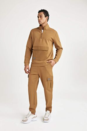 DeFactoFit Sporcu Jogger Eşofman Altı Standart Fit Kargo Cepli Beli Bağcıklı Lastikli Paça B4516AX24SPBG143