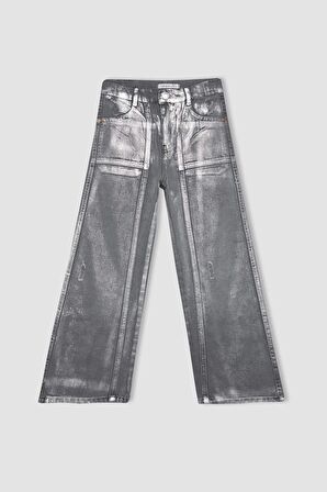 DeFacto Kız Çocuk Wide Leg Geniş Paça Parlak Jean Pantolon C2019A824SPNM55