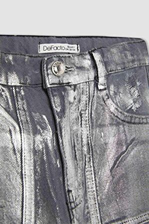 DeFacto Kız Çocuk Wide Leg Geniş Paça Parlak Jean Pantolon C2019A824SPNM55