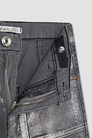 DeFacto Kız Çocuk Wide Leg Geniş Paça Parlak Jean Pantolon C2019A824SPNM55