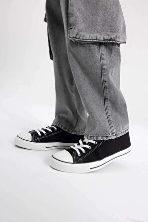Erkek Düz Taban Bağcıklı Keten Sneaker