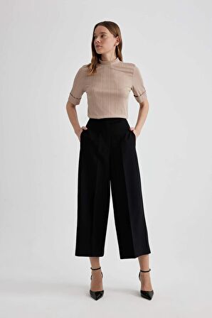 DeFacto Culotte Chino Normal Bel Geniş Paça Culotte Pantolon C2052AX24SPBK81