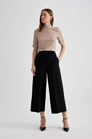 DeFacto Culotte Chino Normal Bel Geniş Paça Culotte Pantolon C2052AX24SPBK81