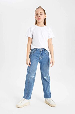 DeFacto Kız Çocuk Wide Leg Geniş Paça Jean Pantolon C2238A824SMNM28