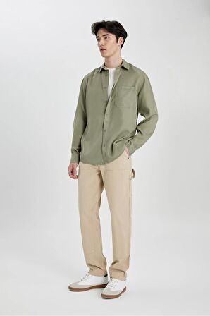DeFacto Kanvas Pantolon Pantolon Wide Leg Fit Geniş Kalıp Normal Bel Geniş Bol Paça B4554AX24SPBG732