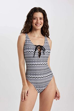 DeFacto Regular Fit Etnik Desenli Mayo-Fall in Love T3656AZ24SMBK81