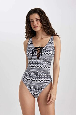 DeFacto Regular Fit Etnik Desenli Mayo-Fall in Love T3656AZ24SMBK81