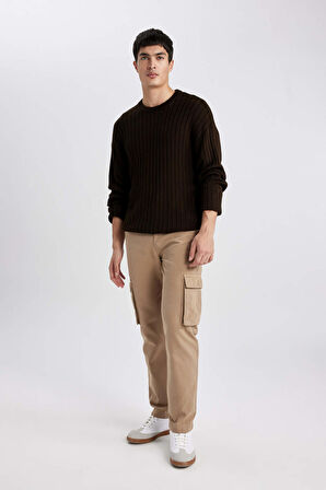 DeFacto Relax Fit Bisiklet Yaka Basic Düz Triko Kazak B9723AX24SPBN497