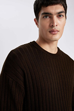 DeFacto Relax Fit Bisiklet Yaka Basic Düz Triko Kazak B9723AX24SPBN497