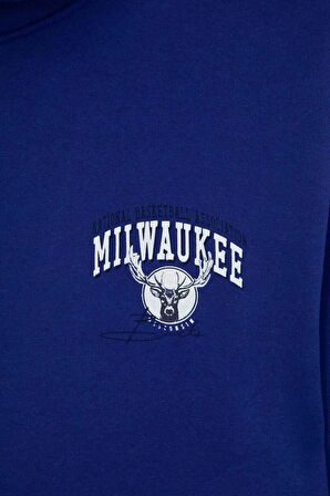 DeFactoFit NBA Milwaukee Bucks Standart Fit Kapüşonlu Kalın Sweatshirt A7275AX23AUBE778