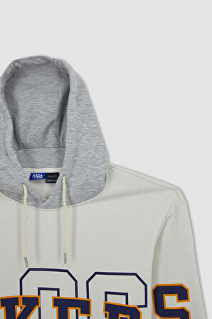 DeFactoFit NBA Los Angeles Lakers Boxy Fit Kapüşonlu Kalın Sweatshirt Y5640AZ23AUBG662