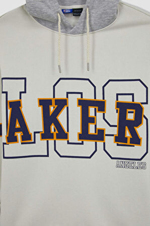 DeFactoFit NBA Los Angeles Lakers Boxy Fit Kapüşonlu Kalın Sweatshirt Y5640AZ23AUBG662