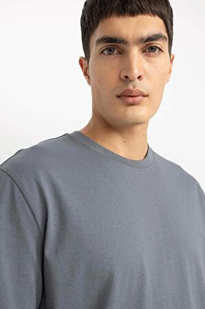 DeFacto New Regular Fit Bisiklet Yaka Kısa Kollu %100 Pamuk Basic Tişört V7699AZ24SPGR89