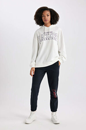 DeFactoFit NBA Los Angeles Lakers Oversize Fit Kapüşonlu Sweatshirt B3942AX24SPER105