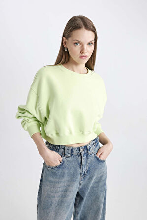 DeFacto Coool Crop Basic Sweatshirt C2116AX24SPGN1098
