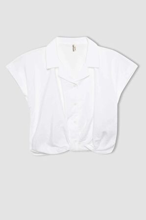 DeFacto Kız Çocuk Cropped Fit Kısa Kollu Gömlek B5063A824SMWT34