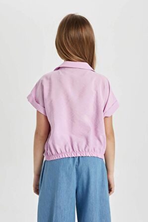 DeFacto Kız Çocuk Cropped Fit Kısa Kollu Gömlek B5063A824SMPN444