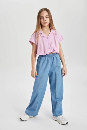 DeFacto Kız Çocuk Cropped Fit Kısa Kollu Gömlek B5063A824SMPN444
