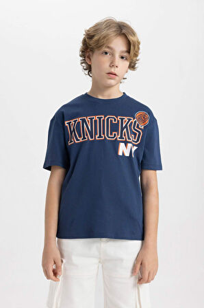 Erkek Çocuk NBA New York Knicks Oversize Fit Bisiklet Yaka Kısa Kollu Tişört
