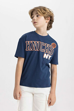 Erkek Çocuk NBA New York Knicks Oversize Fit Bisiklet Yaka Kısa Kollu Tişört