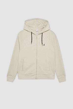 DeFactoFit Regular Fit Kapüşonlu Sporcu Fermuarlı Sweatshirt B4660AX24SPBG700