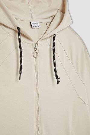 DeFactoFit Regular Fit Kapüşonlu Sporcu Fermuarlı Sweatshirt B4660AX24SPBG700