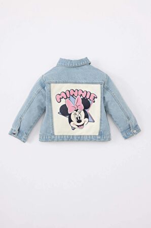 DeFacto Kız Bebek Disney Mickey & Minnie Gömlek Yaka Jean Ceket Mont C2623A524SPBE394