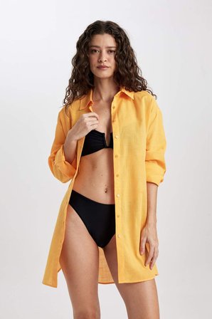 DeFacto Regular Fit Pamuklu Plaj Gömleği W8241AZ24SMYL301