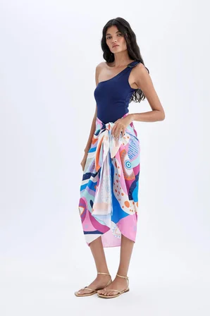 DeFacto Regular Fit Desenli Plaj Eteği-Fall in Love B1443AX24SMPN615