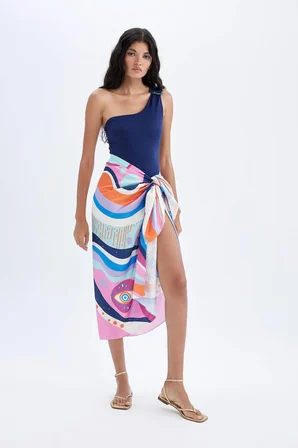 DeFacto Regular Fit Desenli Plaj Eteği-Fall in Love B1443AX24SMPN615