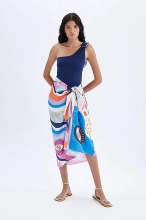 DeFacto Regular Fit Desenli Plaj Eteği-Fall in Love B1443AX24SMPN615