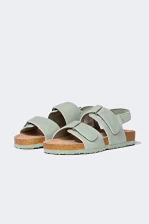 Kız Çocuk Cırt Cırtlı Düz Taban Sandalet