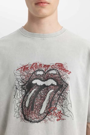 DeFacto Rolling Stones Comfort Fit Bisiklet Yaka Kısa Kollu Tişört B5524AX24SPGR91
