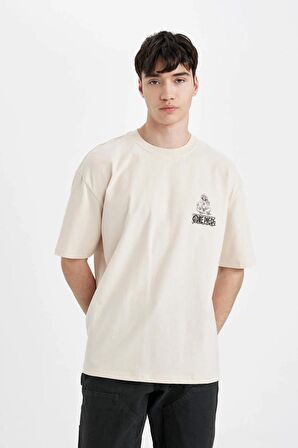 One Piece Oversize Fit Bisiklet Yaka Baskılı Kısa Kollu Tişört