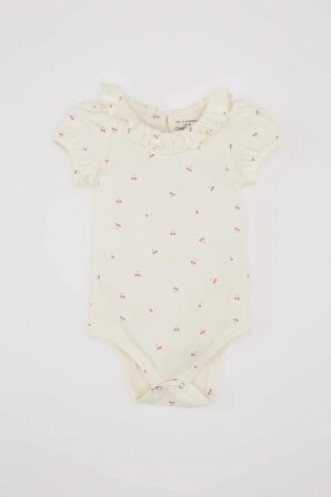 Kız Bebek Yeni Doğan Meyve Desenli Kısa Kollu Çıtçıtlı Body