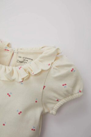 Kız Bebek Yeni Doğan Meyve Desenli Kısa Kollu Çıtçıtlı Body