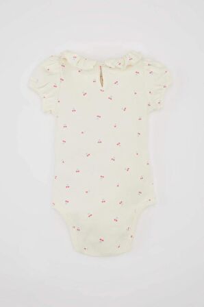 Kız Bebek Yeni Doğan Meyve Desenli Kısa Kollu Çıtçıtlı Body