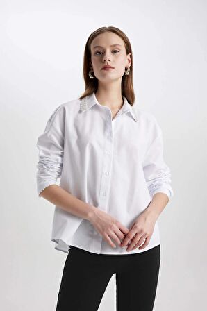 DeFacto Oversize Geniş Kalıp Oxford Uzun Kollu Gömlek C3223AX24SPWT34